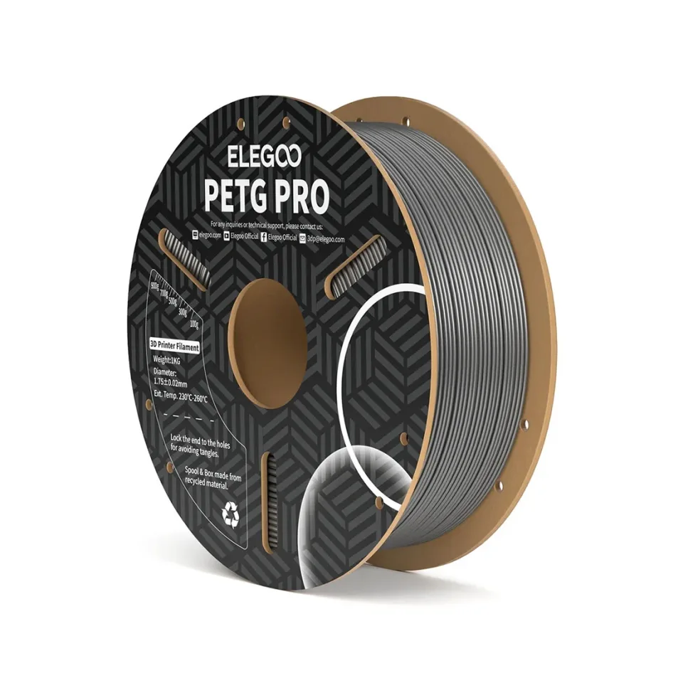 Filament pentru imprimantă 3D Elegoo PETG Pro, 1.75 mm, 1 kg, argintiu