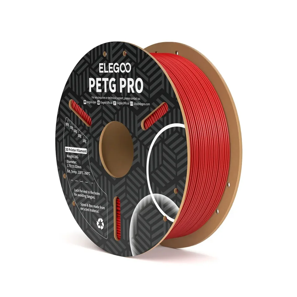 Filament Elegoo PETG Pro pentru imprimantă 3D, 1.75 mm, 1 kg, roșu
