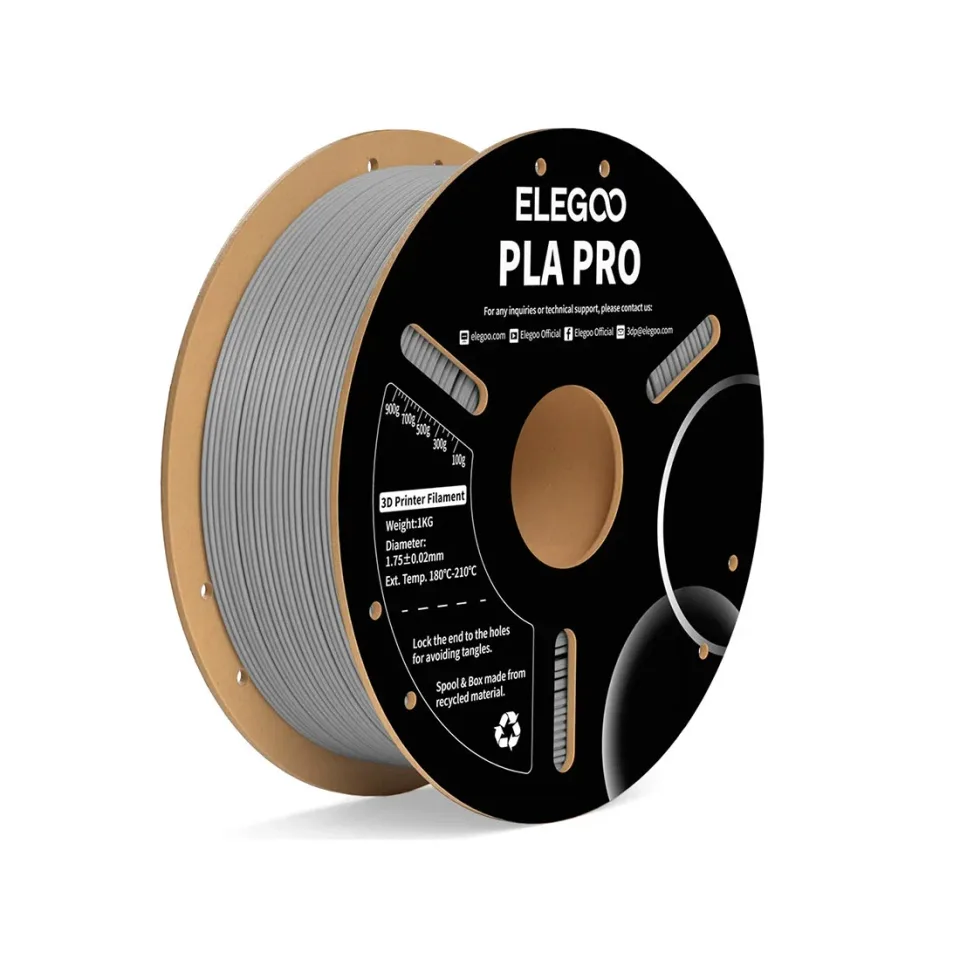 Elegoo PLA Pro, filament pentru imprimantă 3D, 1.75 mm, 1 kg, gri