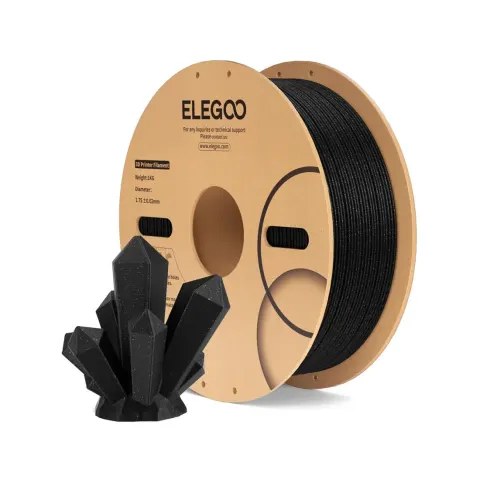 Filament Elegoo PLA special cu sclipici pentru imprimantă 3D, 1.75 mm, 1 kg, negru