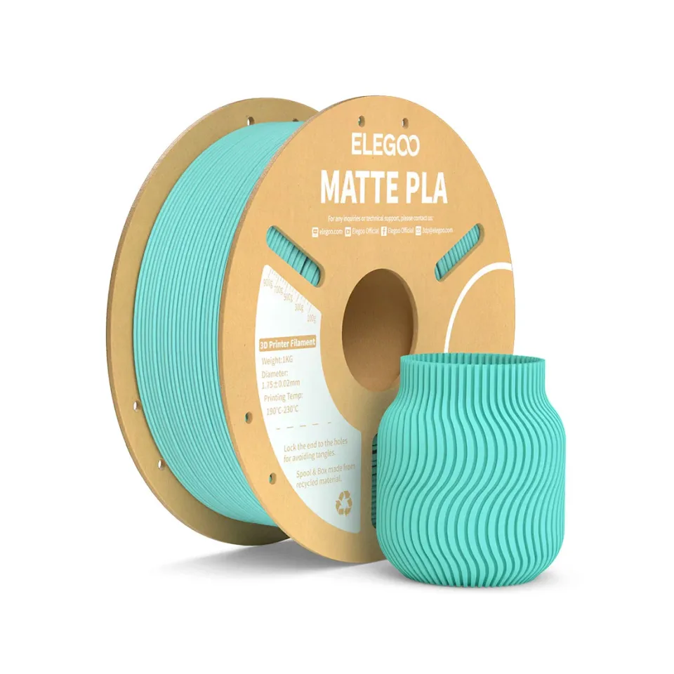 Filament mat Elegoo PLA pentru imprimantă 3D, 1.75 mm, 1 kg, verde închis