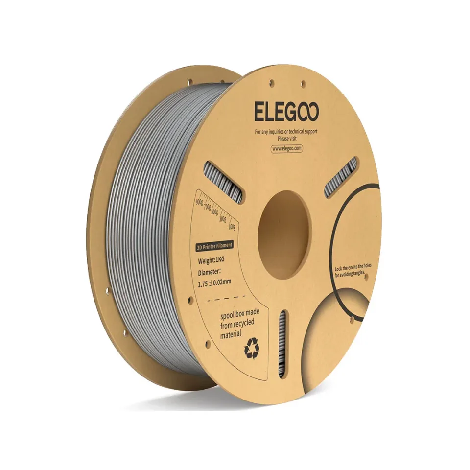 Filament Elegoo PLA+ pentru imprimantă 3D, 1,75 mm, 1 kg, gri cosmic