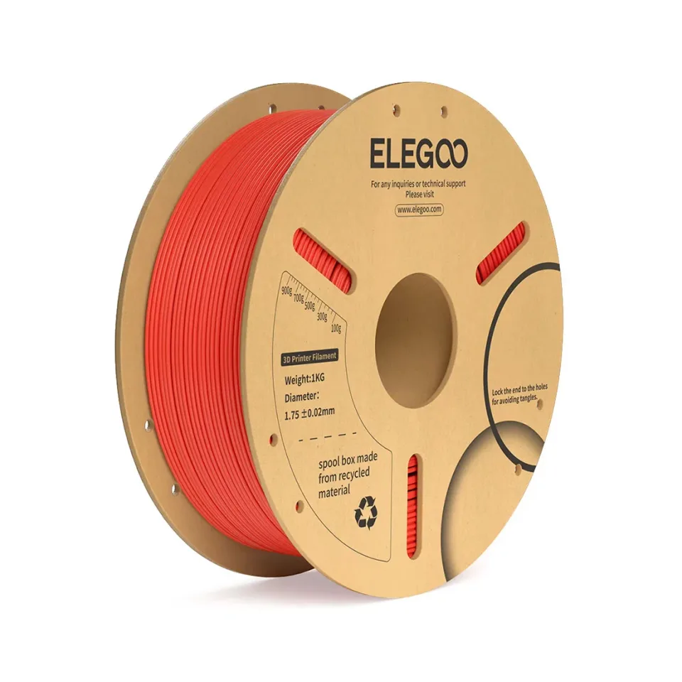 Filament Elegoo PLA+ pentru imprimantă 3D, 1.75 mm, 1 kg, roșu