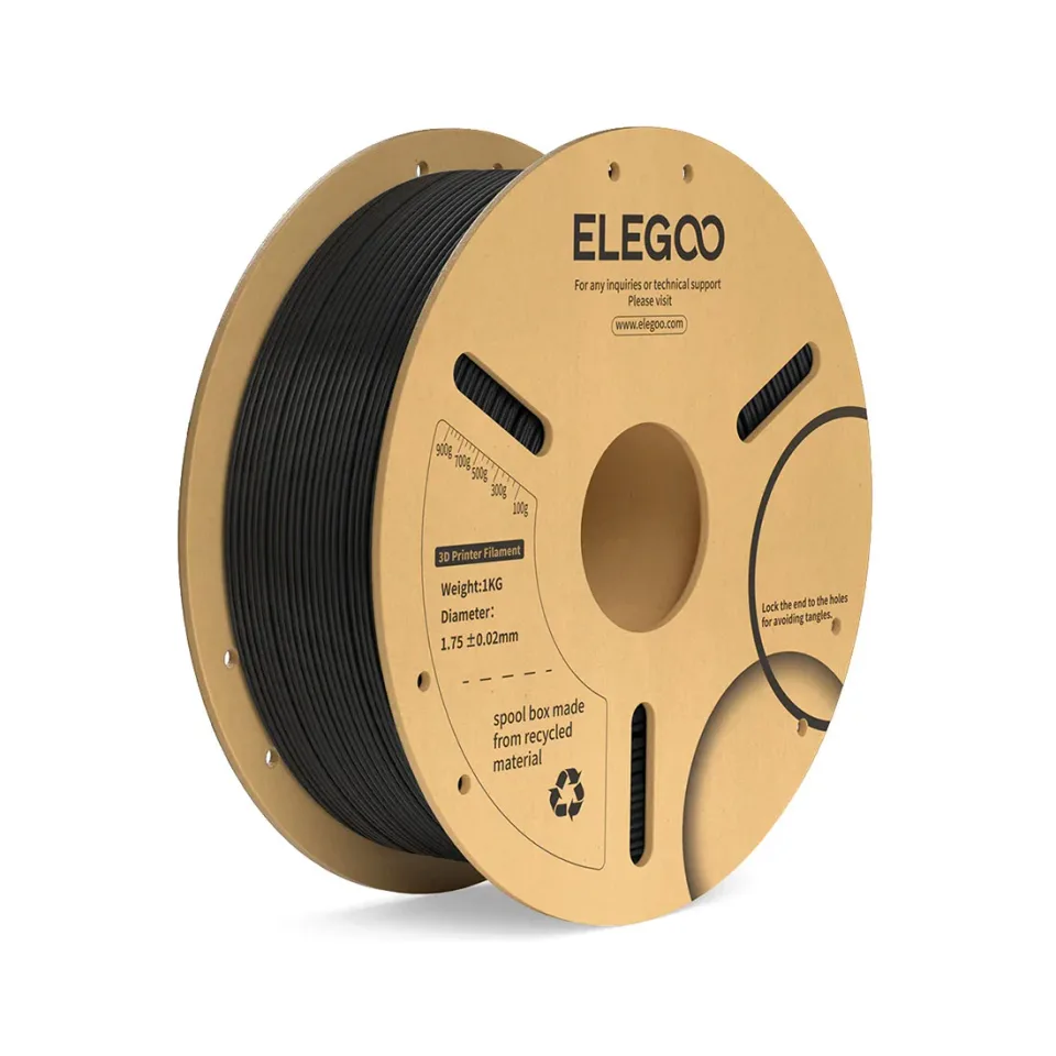 Filament Elegoo PLA+ pentru imprimantă 3D, 1.75 mm, 1 kg, Negru