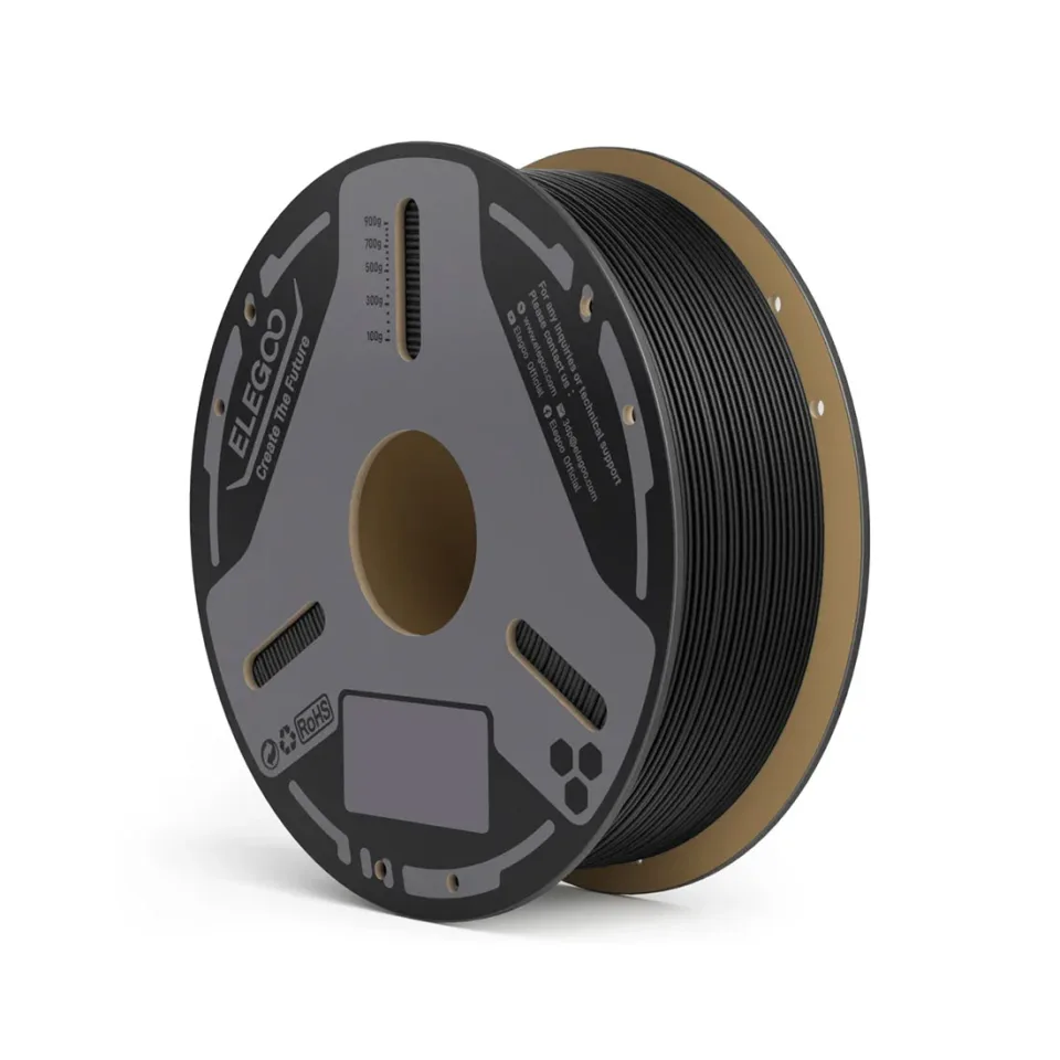 Filament Elegoo PLA-CF cu fibră de carbon pentru imprimantă 3D, 1.75 mm, 1 kg, negru