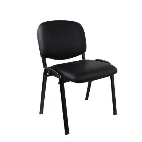 ISO IRON scaun pentru vizitatori negru, piele ecologică neagră, 7 buc.