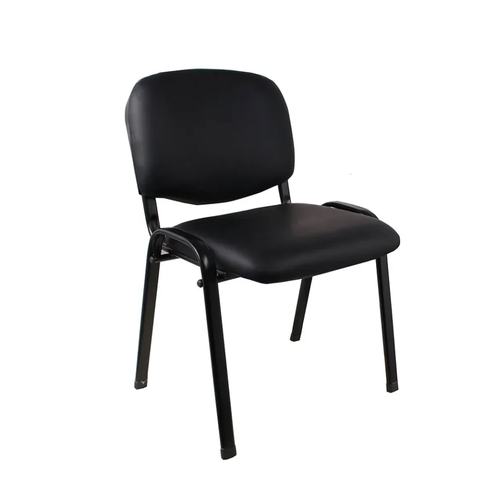 ISO IRON scaun pentru vizitatori negru, piele ecologică neagră, 7 buc.