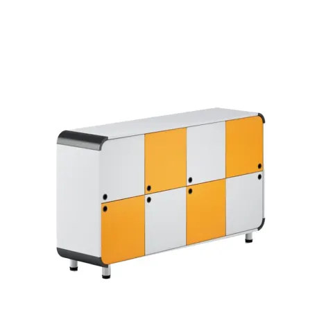 Dulap RFG Dale, 8 compartimente, 1630 x 400 x 933 mm, gri deschis și portocaliu
