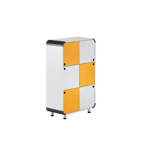Dulap RFG Dale, 6 compartimente, 800 x 400 x 1200 mm, gri deschis și portocaliu
