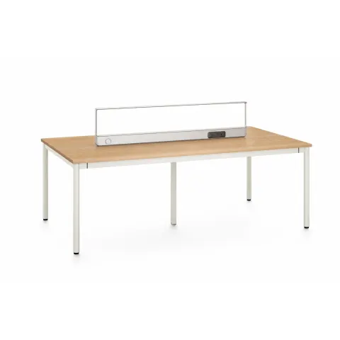 Masă de lectură RFG Uni, 1600 x 1200 x 1230 mm, PAL de 25 mm, blat stejar deschis, cadru metalic alb
