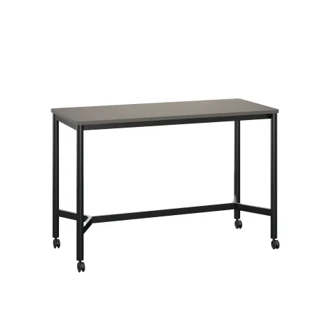 Masă înaltă RFG Uni, 1600 ? 700 ? 1050 mm, cu roți, blat gri închis, structură metalică neagră