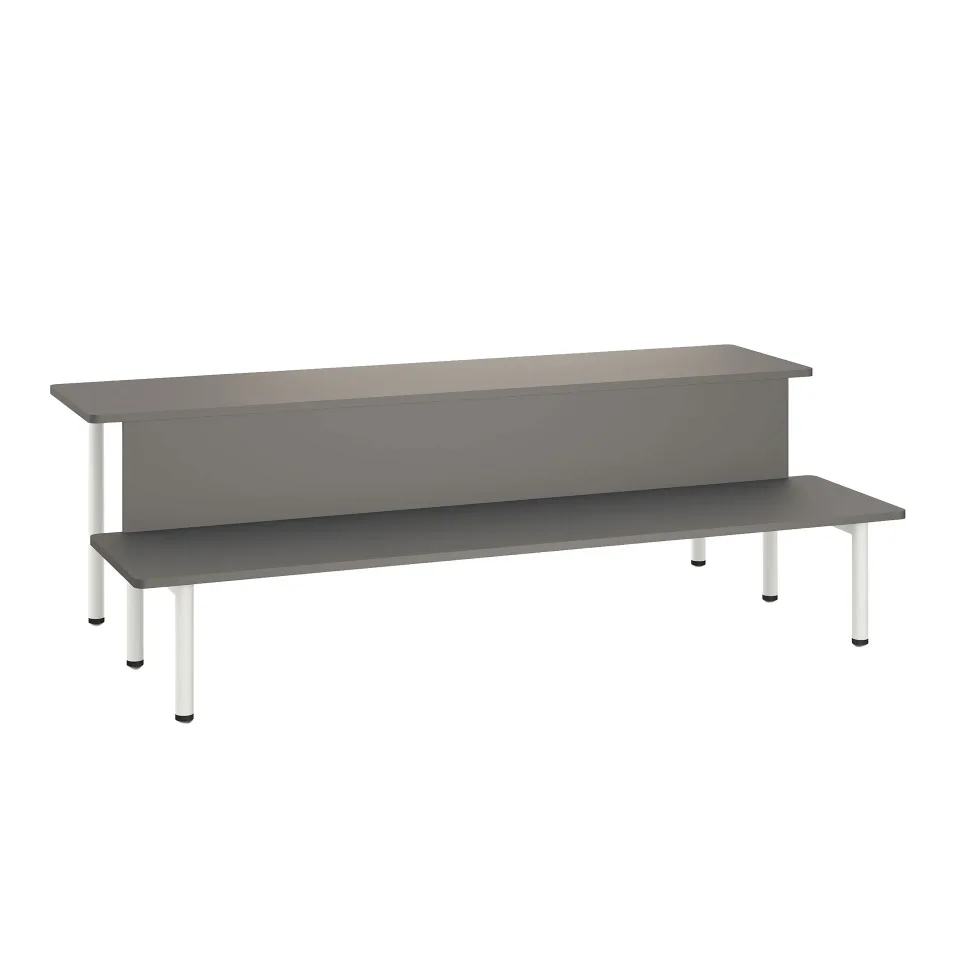 Podium RFG Uni, 2400 x 1175 x 750 mm, corp gri închis, structură metalică albă