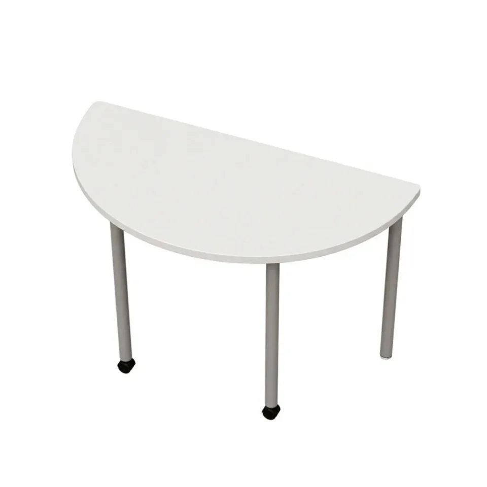 RFG Flexus, masă școlară semicirculară, 120 x 60 x 76 cm, blat din MDF, picioare gri