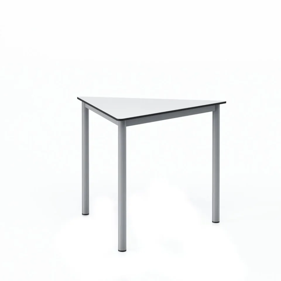 Masă școlară RFG School Trapez 60, pentru clasele de liceu, 790 x 905 x 750 mm, HPL, blat alb, structură metalică gri