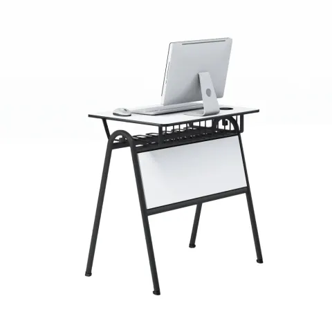 RFG Letme birou individual pentru calculator, 700 x 500 x 750 mm, blat alb, structură metalică neagră