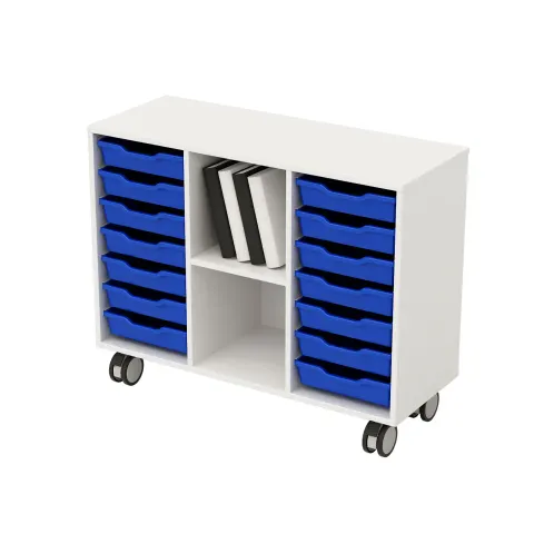 RFG DULAP CU DOUĂ RAFTURI ȘI 14 TĂVIȚE DIN PLASTIC 104/40/90H GRI DESCHIS