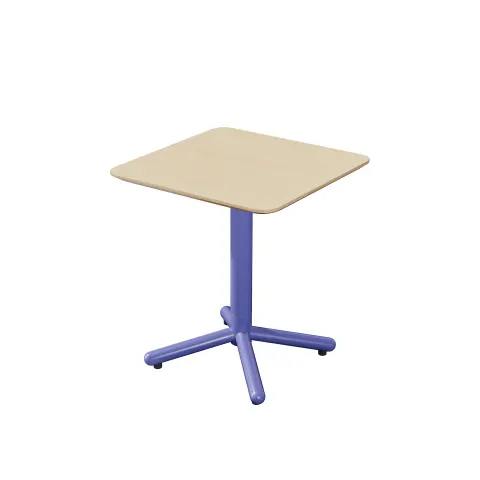 Masă de dining RFG Loop, pătrată, 800 x 800 x 750 mm, placaj de 25 mm, fag deschis, picioare metalice albastre