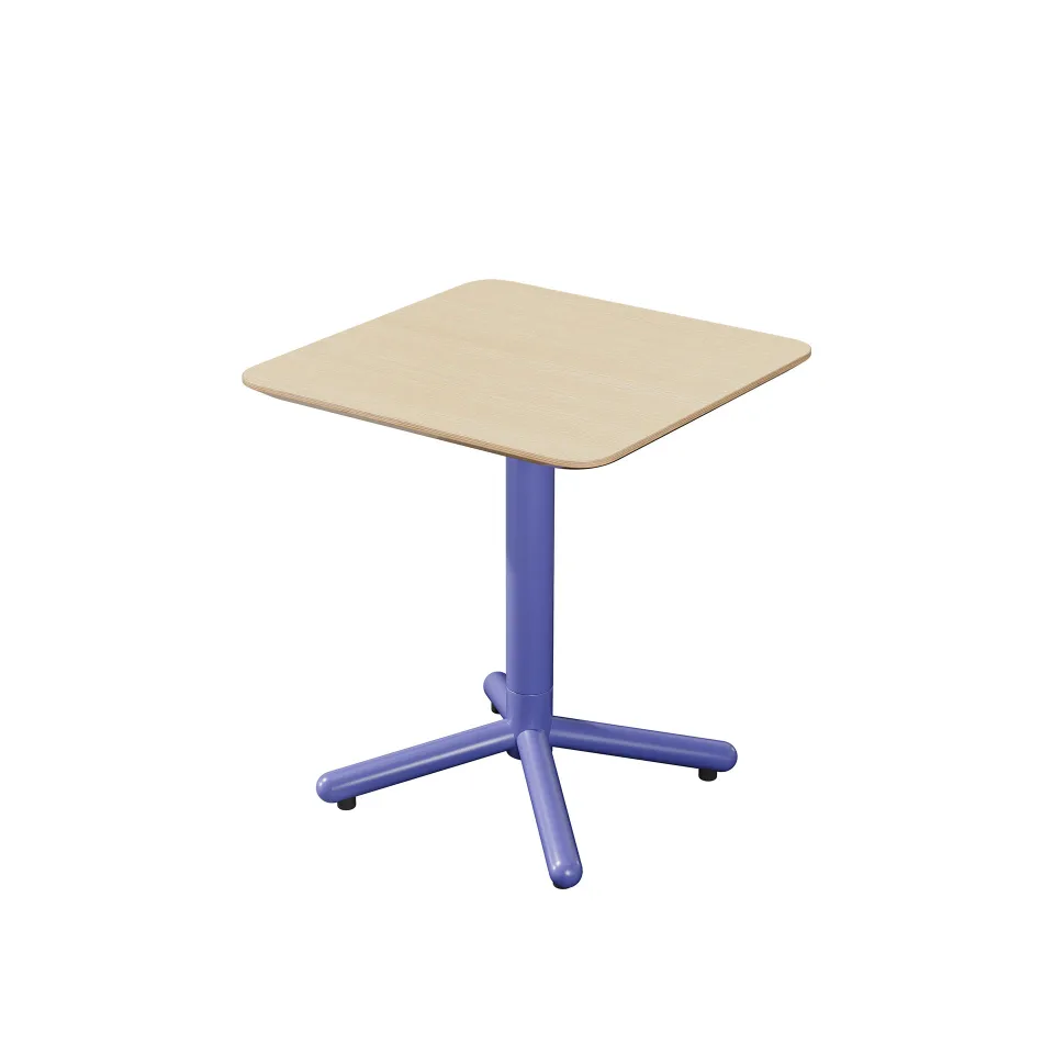 Masă de dining RFG Loop, pătrată, 800 x 800 x 750 mm, placaj de 25 mm, fag deschis, picioare metalice albastre