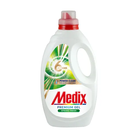 Detergent lichid de rufe Medix 6 acțiuni, prospețime de primăvară, pentru rufe albe și colorate, 1.08 L, 27 de spălări