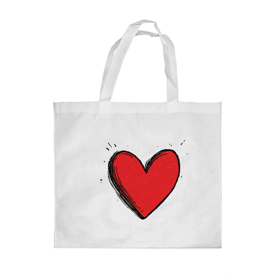 Gift&Go Geantă tip sacoșă Emoție - Inimă, poliester, 38 x 39 cm, albă