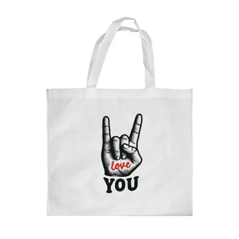 Gift&Go Geantă shopper Emoție - Heavy metal, poliester, 38 x 39 cm, albă