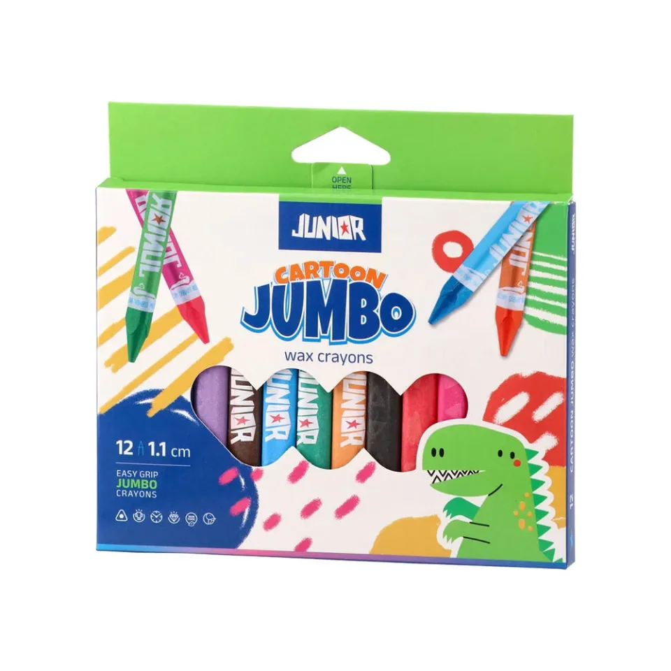 Junior Cartoon Jumbo, creioane cerate, 12 culori