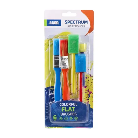 Set de pensule plate pentru pictură Junior Spectrum, 6 piese