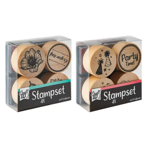 Ștampile Craft ID, cu tușiere incluse, modele asortate, 24 de pachete x 4 bucăți