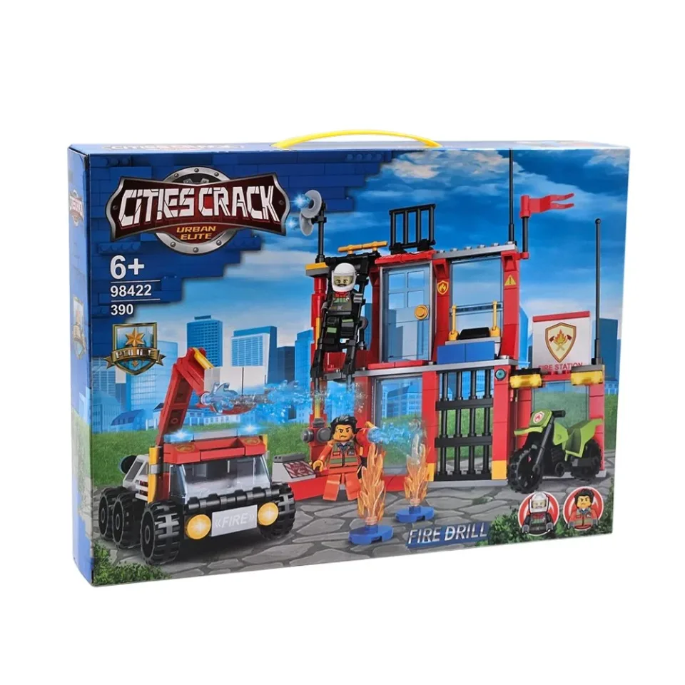 Ozzo 818 Cities Crack Set de construcție pentru camion de pompieri, 390 de piese