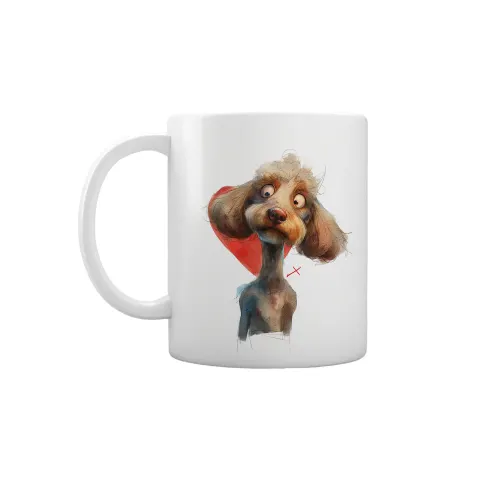 Gift&Go Cană Love - Caniche într-o inimă, ceramică, clasa AA, albă, 330 ml, în cutie