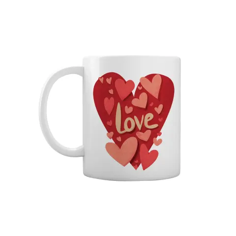 Gift&Go Cană Love - Inimi, ceramică, clasa AA, albă, 330 ml, în cutie