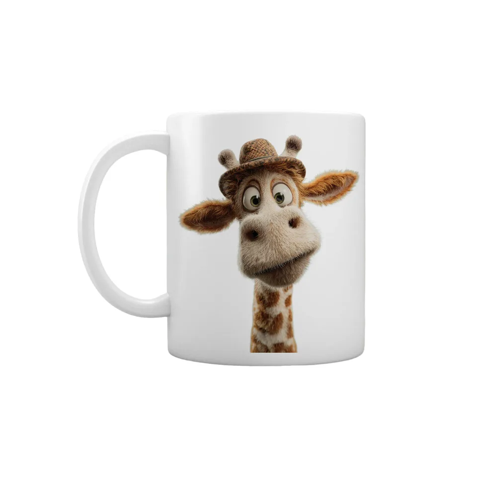 Gift&Go Cană Fun - Girafă, ceramică, clasa AA, albă, 330 ml, în cutie