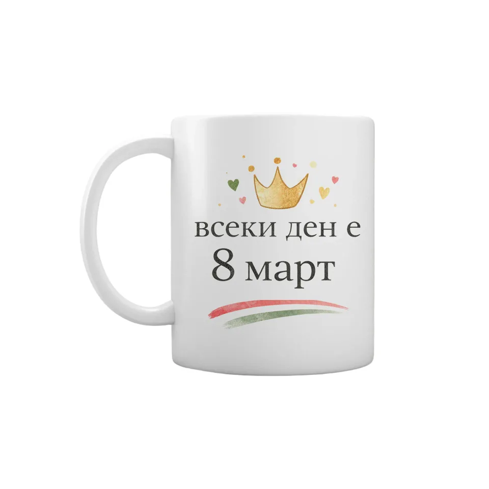 Cană Gift&Go Holiday - Fiecare zi este 8 Martie, ceramică, clasa AA, albă, 330 ml, în cutie