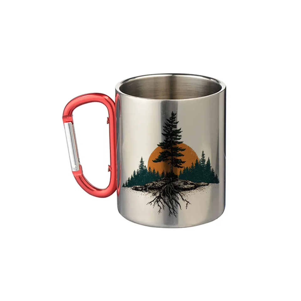 Gift&Go Cană cu mâner tip carabină Natură – Aici îmi este locul, din oțel inoxidabil, 300 ml