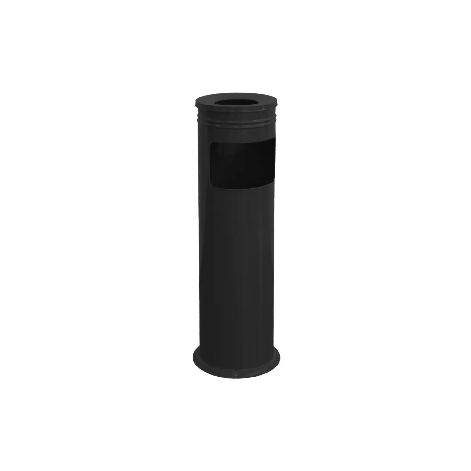 Coș de gunoi Dayco, cu scrumieră, Ø18 x 60 cm, 13 L, negru