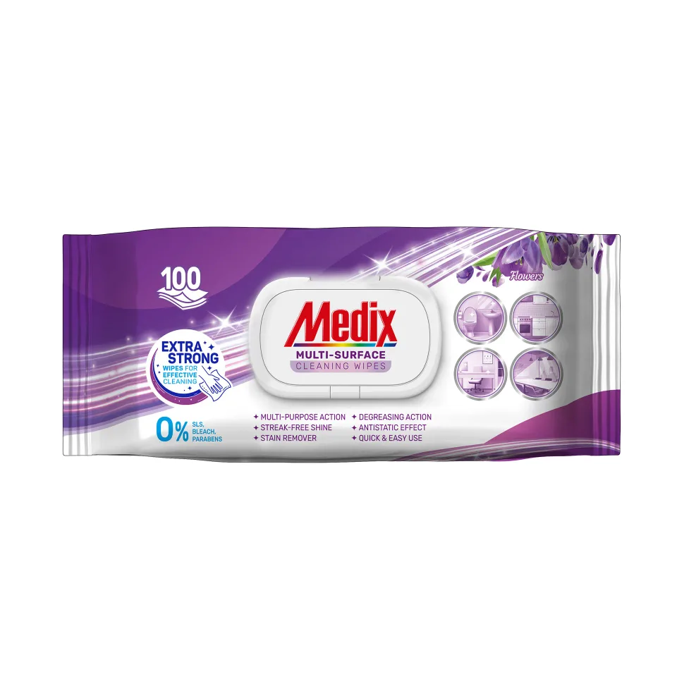 Șervețele umede multifuncționale Medix Flowers, 100 bucăți