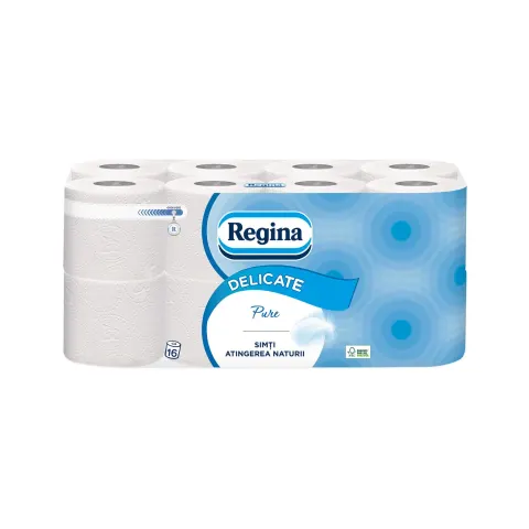 HÂRTIE IGIENICĂ REGINA PURE, CELULOZĂ, 3 STRATURI, 135 FOI, PACHET DE 16