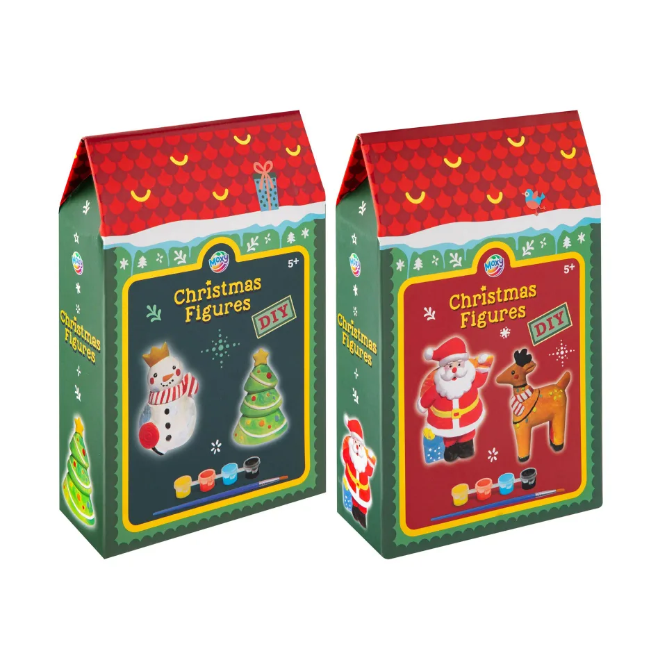 Moxy Figurine de Crăciun de pictat, 2 bucăți, modele diverse, 48 de seturi
