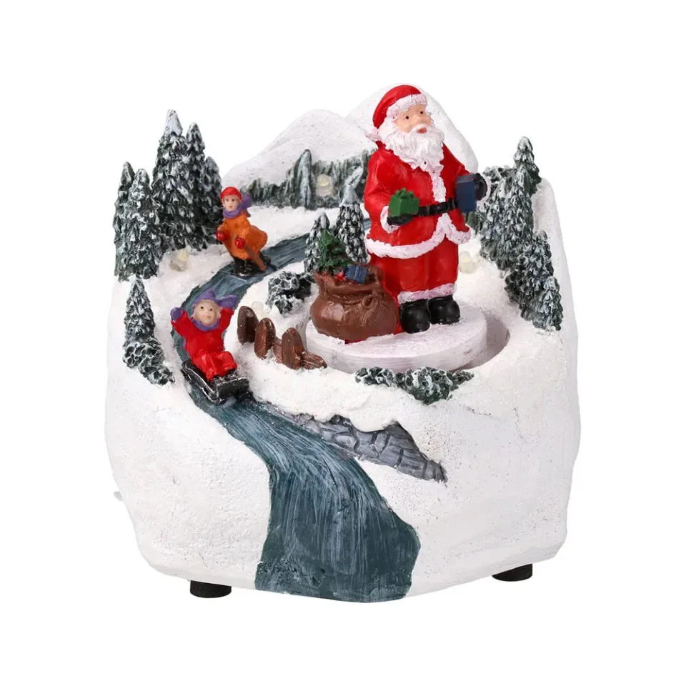 Sătuc de Crăciun decorativ cu LED Festa, 12 x 12 x 10.5 cm