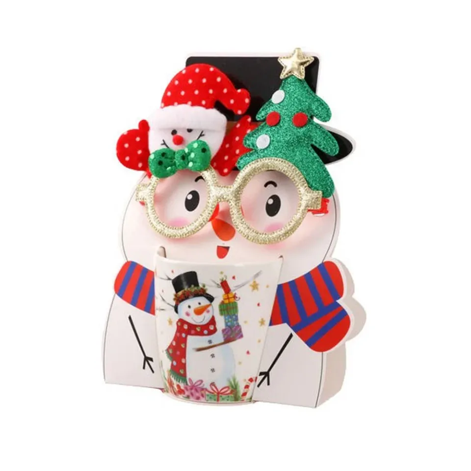 Set Festa de Crăciun cu cană și ochelari de soare, ceramică, 350 ml, modele diverse