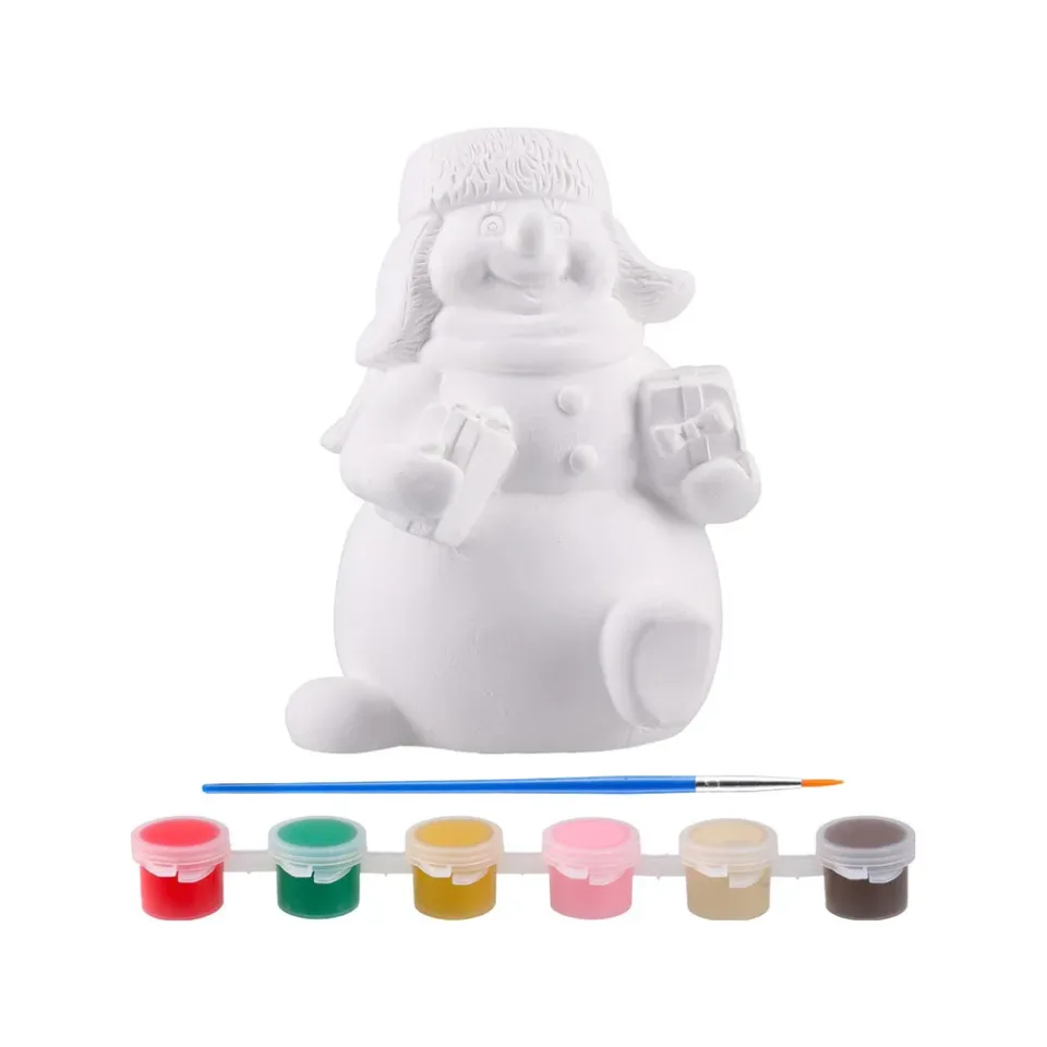 Figurină de pictat Festa, om de zăpadă, cu pensulă și vopsele incluse