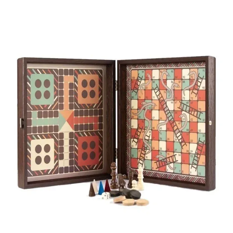 Set de jocuri de societate Manopoulos Vintage Style 4 în 1, 34 x 34 cm