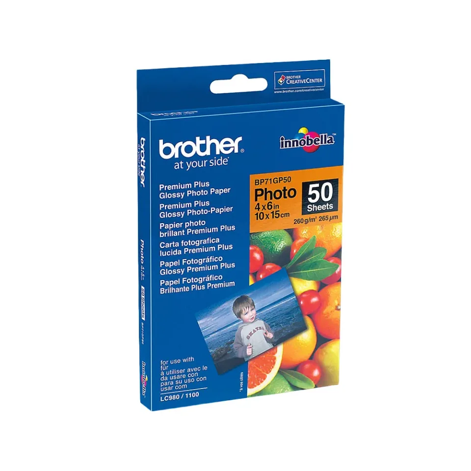 Brother Glossy Photo Paper BP71GP50, A6, 10 x 15 cm, 260 g/m2, 50 coli